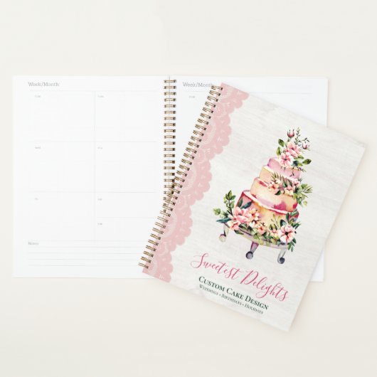 Rustige Waterverf Floral Wedding Cake Bakery Planner (Display)