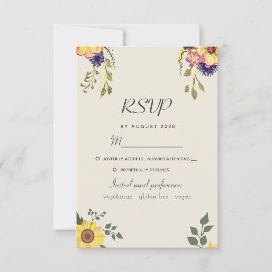Rustige Waterverf Floral Wedding RSVP Kaart (Voorkant)