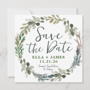Rustige Waterverf Floral Wedding Save the Date Kaart