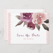 Rustige waterverf florale plaats behalve de datum aankondigingskaart (Voorkant / Achterkant)