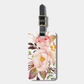 Rustige Waterverf Flowers Gepersonaliseerd Bagagelabel (Voorkant verticaal)