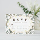 Rustige Waterverf Foliage Geometric Wedding RSVP (Staand voorkant)