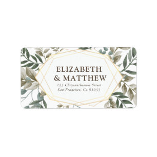 Rustige Waterverf Foliage Weddenschap Etiket