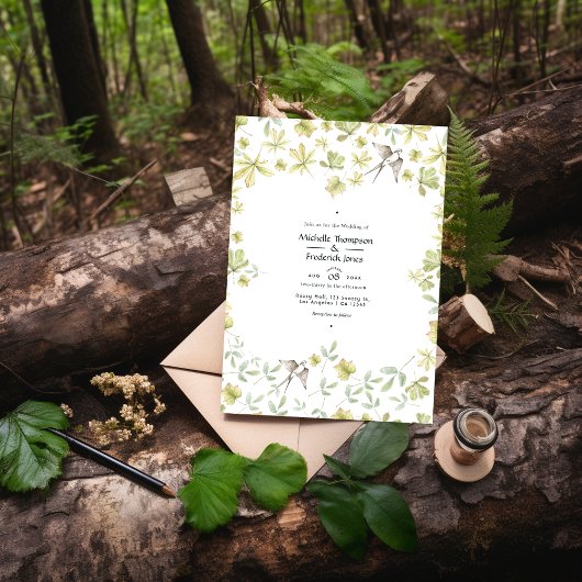 Rustige Waterverf Forest Wedding Kaart