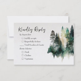 Rustige Waterverf Forest Wedding RSVP Kaartje