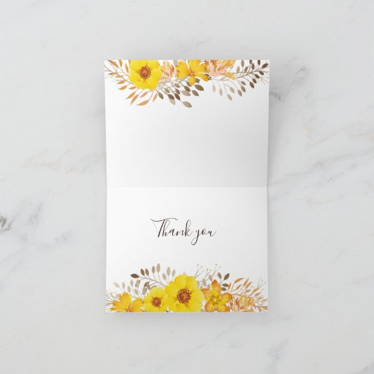 Rustige Waterverf Gele wilde Rozen Bedankkaart (Binnen)