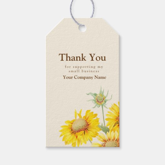 Rustige Waterverf - Gele zonnebloem - Label Cadeaulabel (Voorkant)