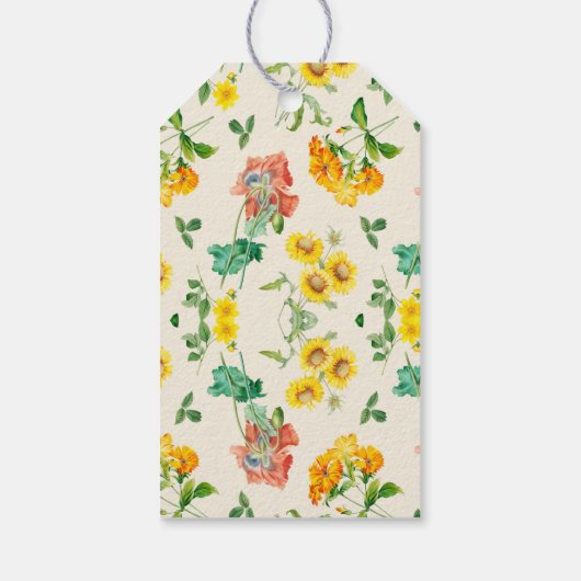 Rustige Waterverf - Gele zonnebloem - Label Cadeaulabel (Achterkant)