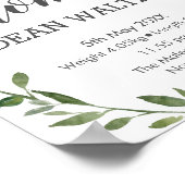 Rustige Waterverf Greenery Birth Stats Wall Art Poster (Hoek)