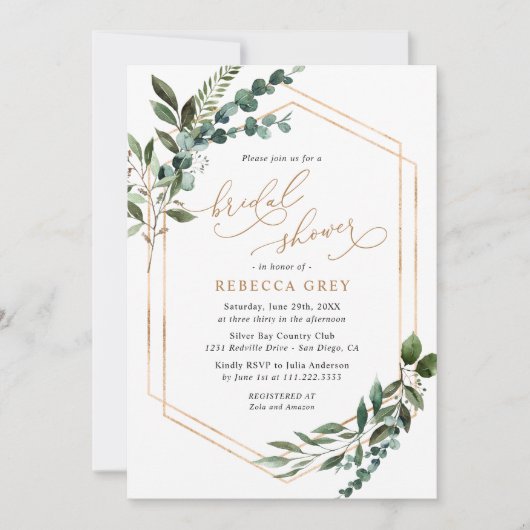 Rustige Waterverf Greenery Gold Vrijgezellenfeest Kaart (Voorkant)