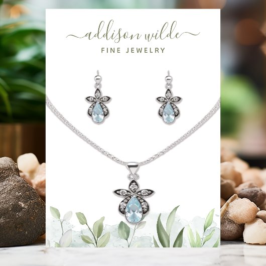 Rustige Waterverf Greenery Jewelry Display Visitekaartje