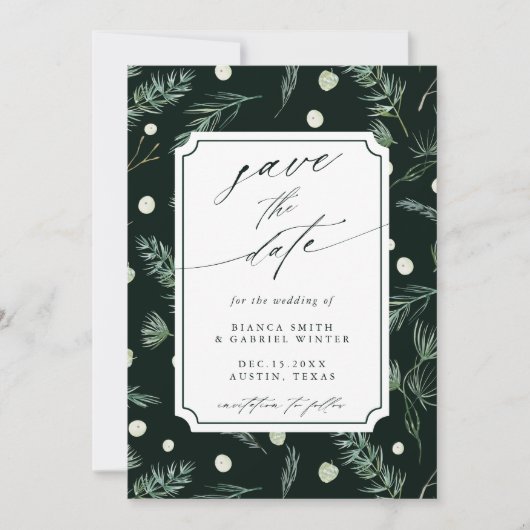 Rustige Waterverf Greenery Wedding QR Code Save The Date (Voorkant)
