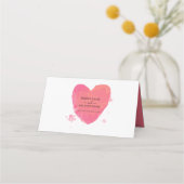 Rustige Waterverf Heart Wedding Place Card (Achterkant)