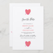 Rustige Waterverf Heart Wedding Save the Date (Voorkant / Achterkant)