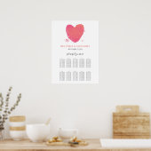 Rustige Waterverf Heart Wedding Seating Chart Poster (Keuken)