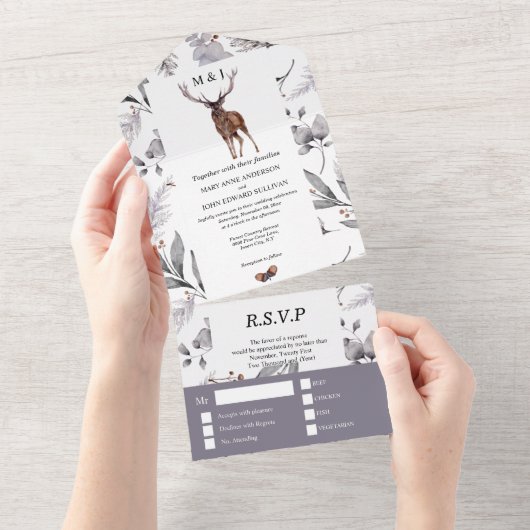 Rustige waterverf herfst  all in one uitnodiging (Afscheurbaar)