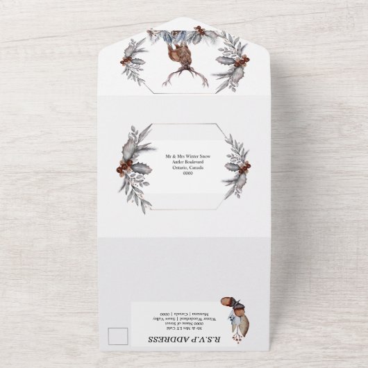 Rustige waterverf herfst in gebladerte all in one uitnodiging (Buitenkant)