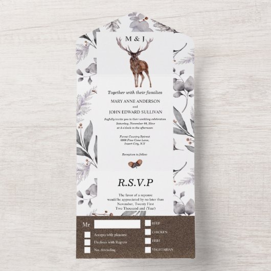 Rustige waterverf herfst in gebladerte all in one uitnodiging (Binnen)