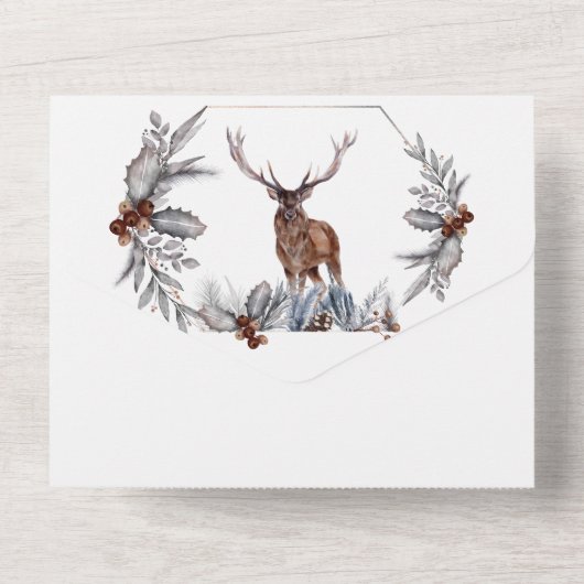 Rustige waterverf herfst in gebladerte all in one uitnodiging (Achterkant)