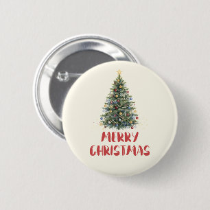 Rustige Waterverf Kerstboom Kerstvakantie Ronde Button 5,7 Cm