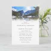 Rustige Waterverf Lakeside Mountain Wedding Kaart (Staand voorkant)