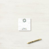 Rustige Waterverf Laurel Wreath Monogram Naam 3x3 Post-it® Notes (Op bureau)