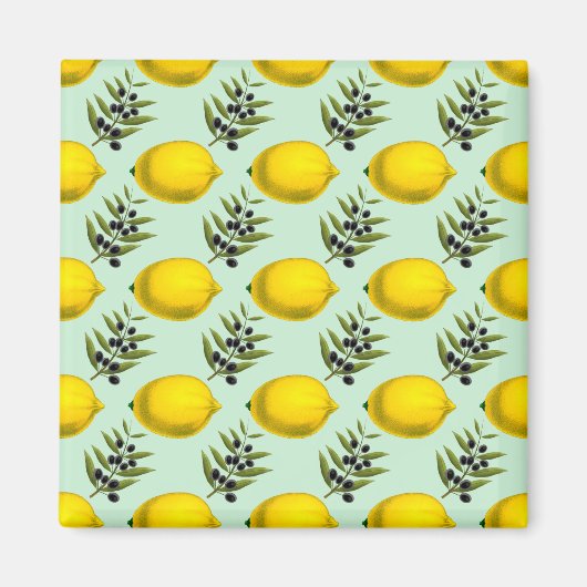 Rustige Waterverf Lemon en Olijfpatroonmagneet Magneet (Voorkant)