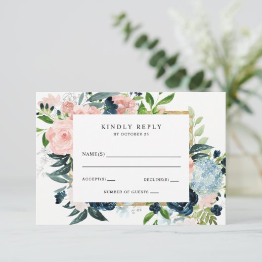 Rustige Waterverf marinescheepvaart - goudbloedige RSVP Kaartje (Staand voorkant)