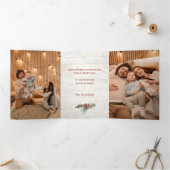 Rustige Waterverf met kerstfoto Drieluik Kaart (Binnen)