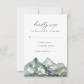 Rustige Waterverf mountain Forest Wedding RSVP Kaartje (Voorkant)