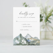 Rustige Waterverf mountain Forest Wedding RSVP Kaartje (Staand voorkant)