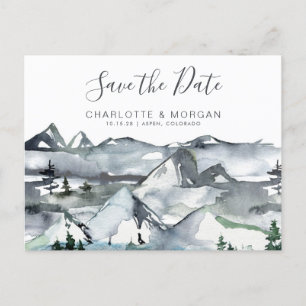 Rustige Waterverf Mountain Save the Date Briefkaart