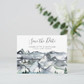 Rustige Waterverf Mountain Save the Date Briefkaart (Staand voorkant)