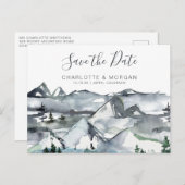 Rustige Waterverf Mountain Save the Date Briefkaart (Voorkant / Achterkant)