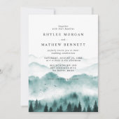 Rustige Waterverf mountainbbruiloft QR-code Kaart (Voorkant)