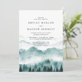 Rustige Waterverf mountainbbruiloft QR-code Kaart (Staand voorkant)