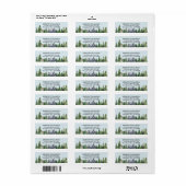 Rustige Waterverf Natuur Fir Forest Mountains Etiket (Full Sheet)