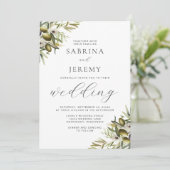 Rustige Waterverf Olive Branch Wedding Kaart (Staand voorkant)
