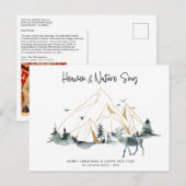 Rustige Waterverf One Photo Woodland Kerstland Briefkaart (Voorkant / Achterkant)