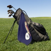 Rustige Waterverf Owl Monogram Naam Navy Blue Golfhanddoek (Groen)