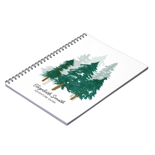 Rustige Waterverf Pine Forest Bossen Script Name Notitieboek (Linkerzijde)