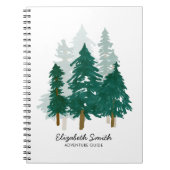 Rustige Waterverf Pine Forest Bossen Script Name Notitieboek (Voorkant)