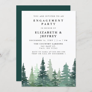 Rustige Waterverf Pine Forest Engagement Party Kaart