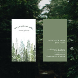 Rustige Waterverf Pine Forest Logo Visitekaartje
