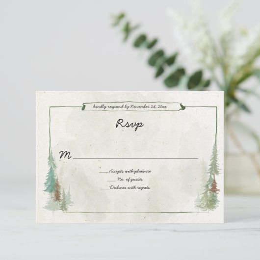 Rustige Waterverf Pine Forest RSVP (Staand voorkant)