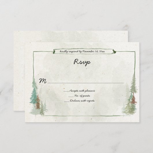 Rustige Waterverf Pine Forest RSVP (Voorkant / Achterkant)