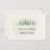 Rustige Waterverf Pine Forest Wedding Bedankt (Voorkant / Achterkant)
