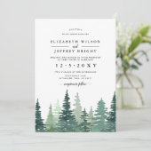 Rustige Waterverf Pine Forest Winter Wedding IV Kaart (Staand voorkant)