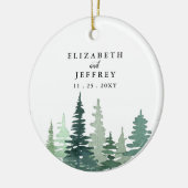 Rustige Waterverf Pine Forest Winter Wedding Keramisch Ornament (Links)