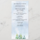 Rustige Waterverf Pine Forest Winter Wedding Programma (Achterkant)
